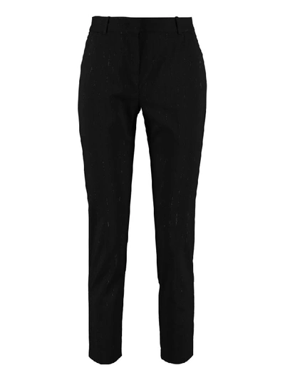 Shop Pinko Bello Cropped Pinstriped Trousers In Black