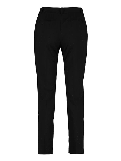 Shop Pinko Bello Cropped Pinstriped Trousers In Black