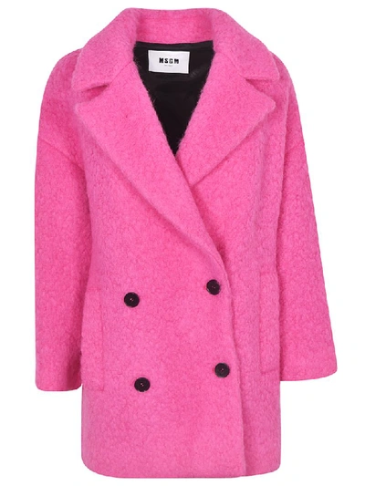 Shop Msgm Double-breasted Coat In Pink