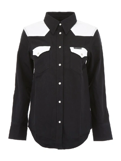Shop Calvin Klein Jeans Est.1978 Bicolor Denim Shirt In Black White (black)