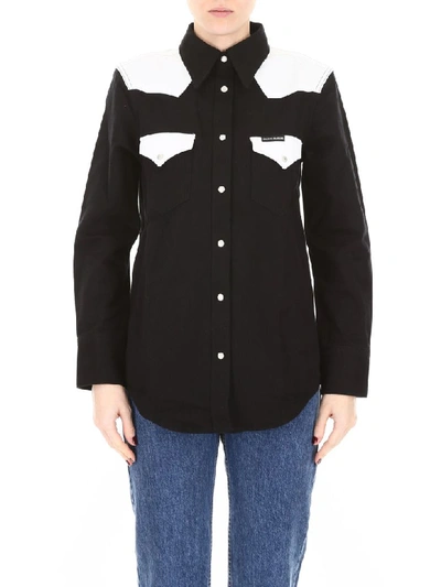 Shop Calvin Klein Jeans Est.1978 Bicolor Denim Shirt In Black White (black)