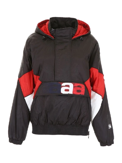 Shop Alexander Wang Embroidered Windbreaker In Black White Red (black)