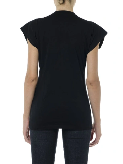 Shop Msgm Black Cotton T Shirt With Sequins Logo