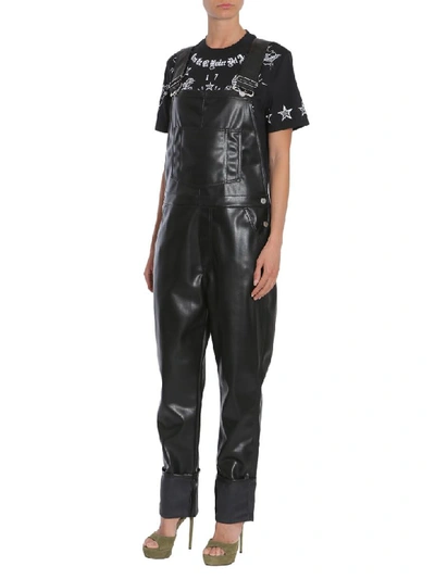 Shop Givenchy Eco Leather Dungarees In Nero