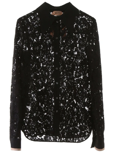 Shop N°21 Lace Shirt In Black (black)