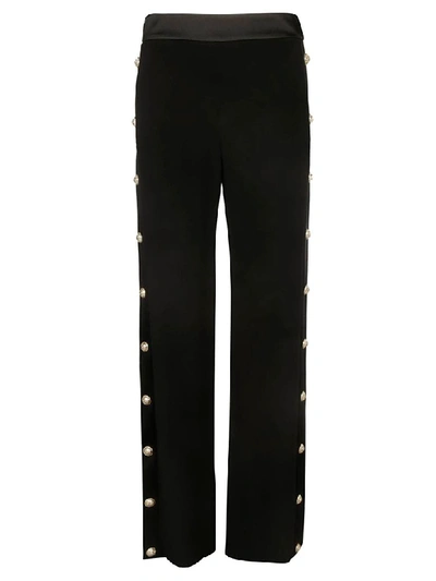 Shop Balmain Button Detail Trousers In Black