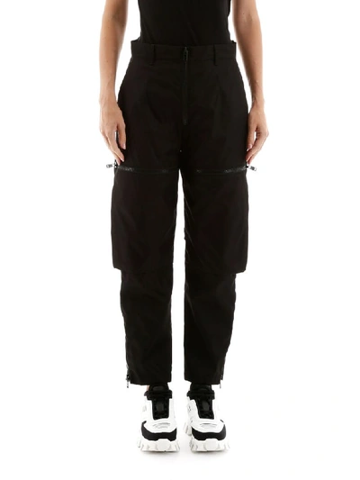 Shop Prada Nylon Trousers In Nero (black)