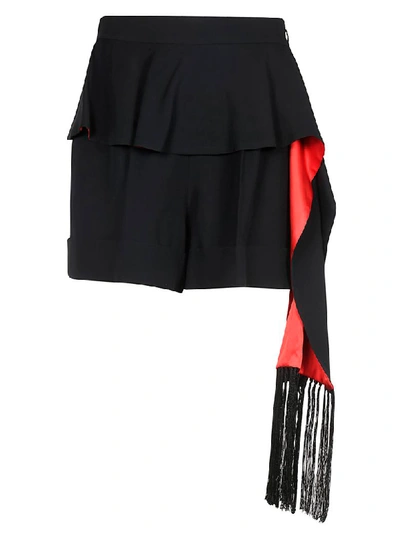 Shop Alexander Mcqueen Hanging Tassel Shorts In Black/red