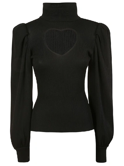 Shop Msgm Heart Cut-out Sweater In Black