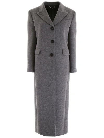 Shop Ferragamo Long Tailoring Coat In Topo Flannel (grey)