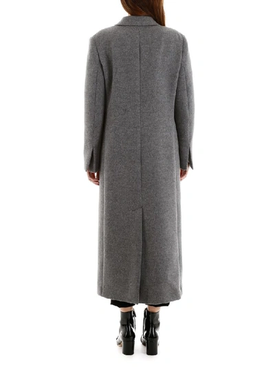 Shop Ferragamo Long Tailoring Coat In Topo Flannel (grey)