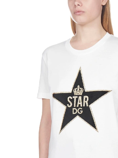 Shop Dolce & Gabbana Logo Star Short Sleeve T-shirt In Bianco