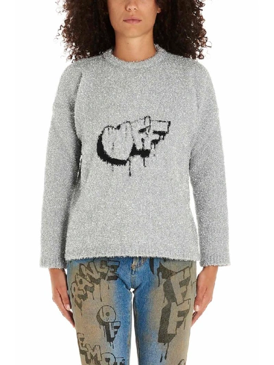 Shop Off-white Sweater In Silver