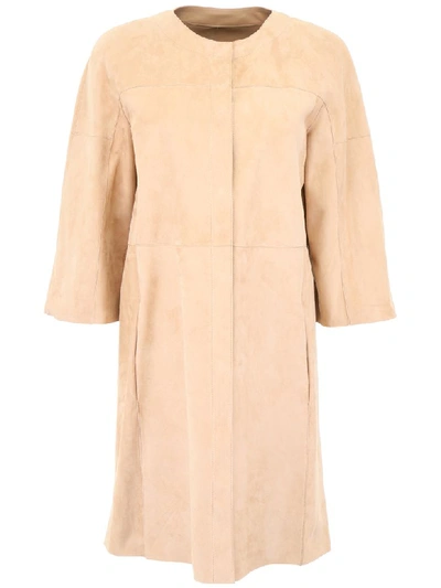 Shop Drome Reversible Leather Coat In Rimmel (beige)