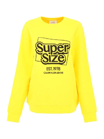 Shop Calvin Klein Super Size Sweatshirt In Yellow Black Supersize (yellow)