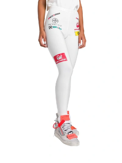 Shop Off-white Multicoloured Logos Leggins In Bianco