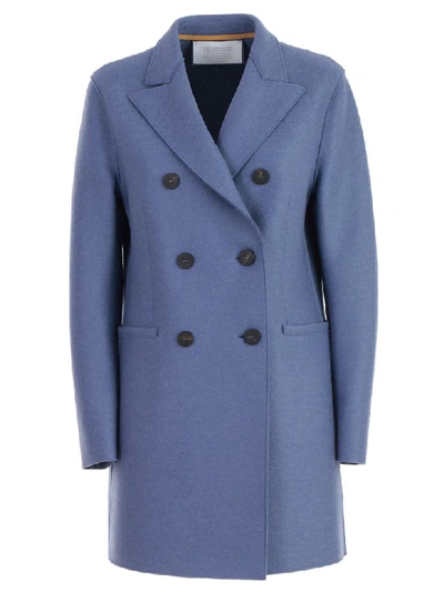 Shop Harris Wharf London Coat Short Double Breasted In Powder Blue