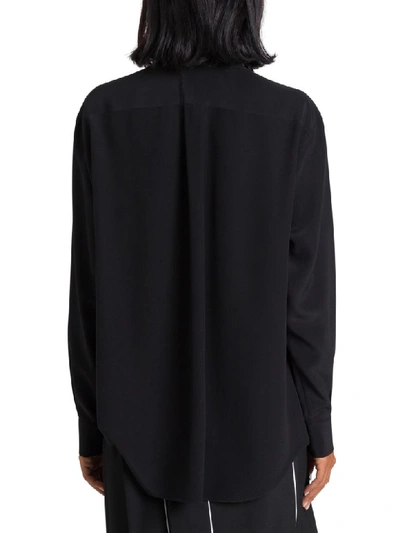 Shop Burberry Piping Detail Crepe De Chine Oversized Shirt In Nero