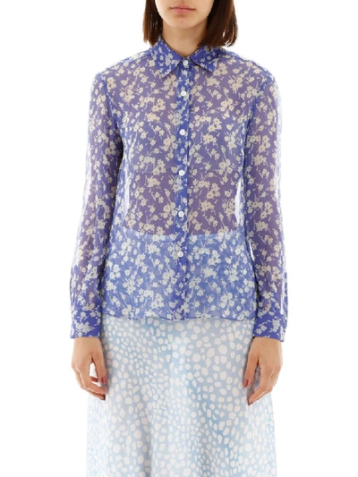 Shop Hvn Floral-printed Cristina Shirt In Purple Wildflower (purple)