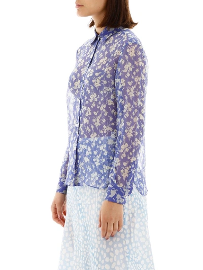 Shop Hvn Floral-printed Cristina Shirt In Purple Wildflower (purple)