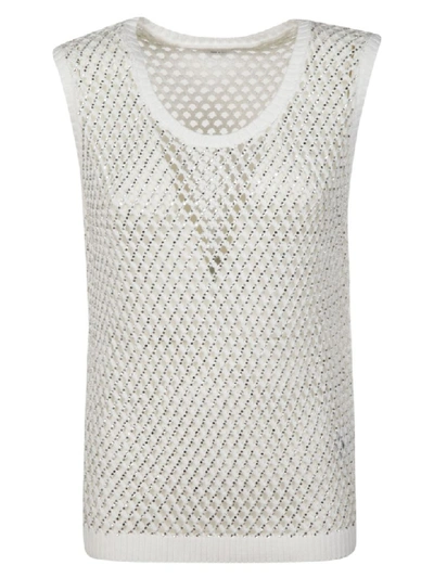 Shop Ermanno Scervino Perforated Tank Top In White