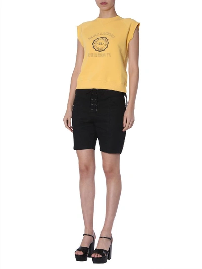 Shop Saint Laurent Sleeveless Sweatshirt In Giallo