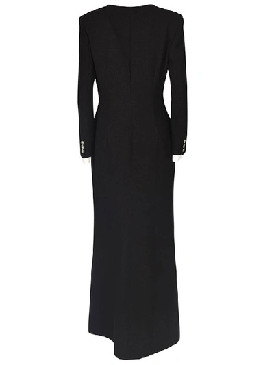 Shop Alessandra Rich Long Length V-neck Buttoned Dress In Black