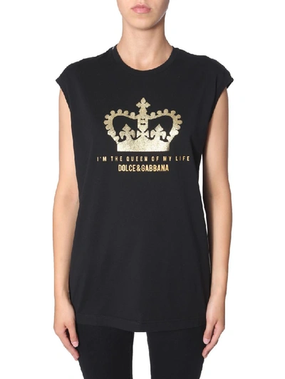 Shop Dolce & Gabbana T-shirt Without Sleeves In Nero