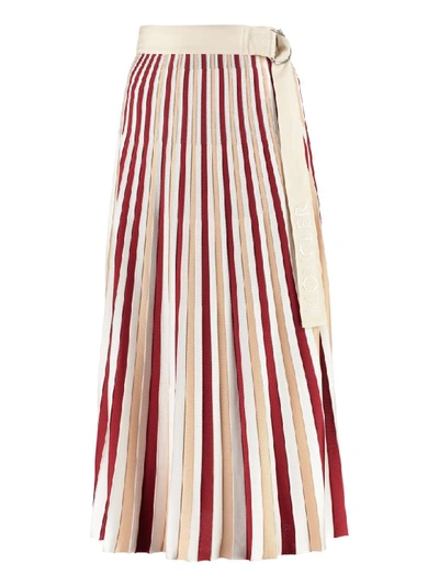Shop Moncler Pleated Knitted Skirt In Multicolor