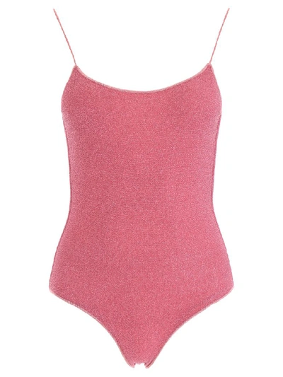 Shop Oseree Lurex Swimsuit In Pink (fuchsia)