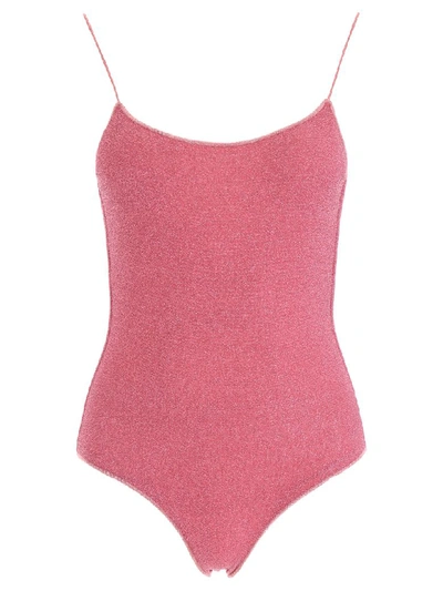 Oseree Shine Voila Rhinestone One-piece Swimsuit In Pink (fuchsia)