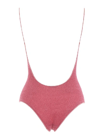 Shop Oseree Lurex Swimsuit In Pink (fuchsia)