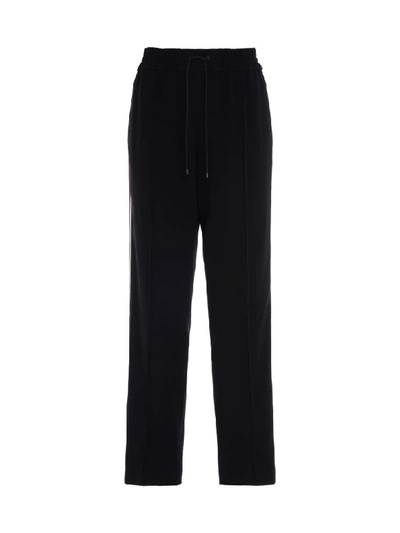 Shop Kenzo Long  Black Trousers With Colored Side Bands In Nero