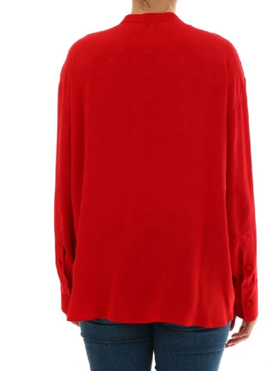 Shop Valentino Top In Jacquard Satin Vlogo In Red