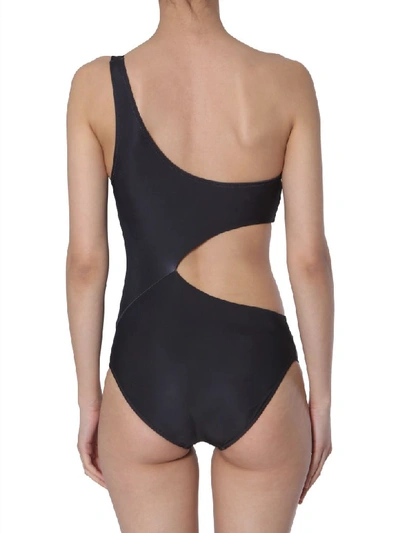 Shop Alberta Ferretti One-shoulder Swimsuit In Nero