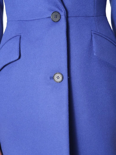 Shop Alexander Mcqueen Wool Coat In Blu