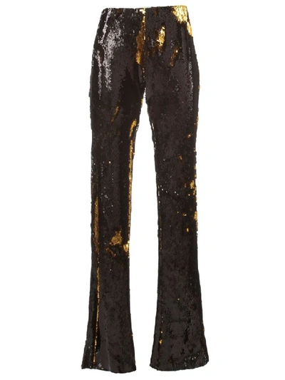Shop Marques' Almeida Pants Sequin Bootcut In Black Gold