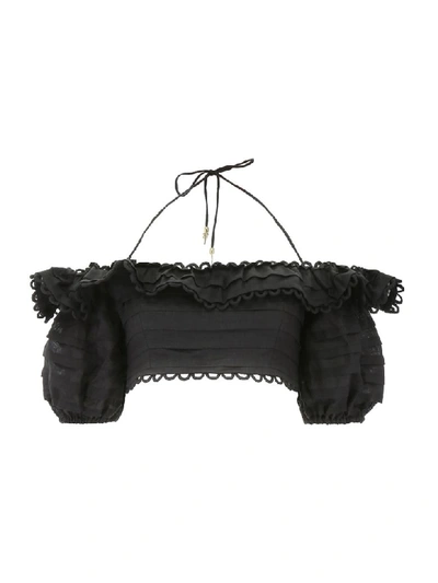 Shop Zimmermann Crop Top In Noir (black)