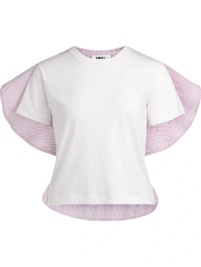Shop Mm6 Maison Margiela White Striped T-shirt In Multicolor