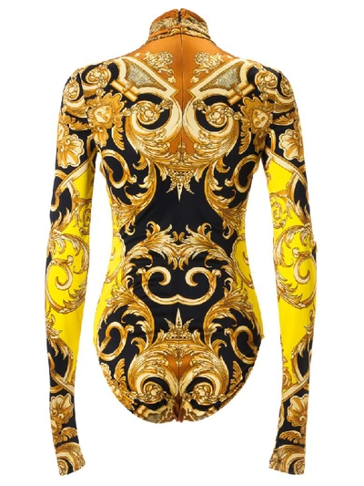 Shop Versace Printed All-over Bodysuit In Caramel