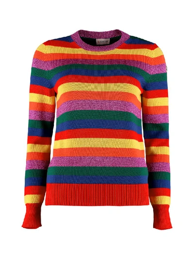 Shop Moncler Striped Cotton Sweater In Multicolor