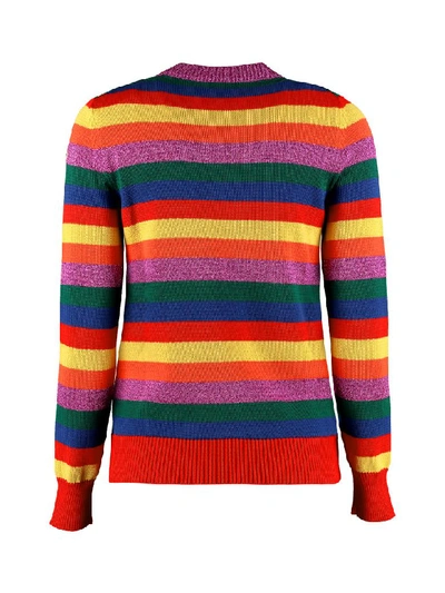 Shop Moncler Striped Cotton Sweater In Multicolor