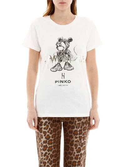 Shop Pinko Uniqueness T-shirt In Bianco Seta (white)