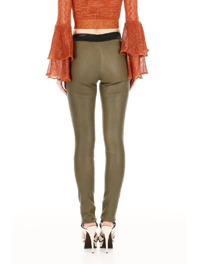 Shop Drome Leather Leggings In Sage Green (green)