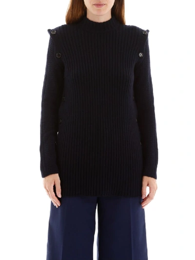 Shop Marni Buttoned Pullover In Ultramarine (blue)