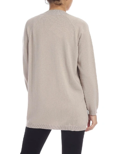 Shop Kangra Lurex Finishing Merino Wool Pullover In Beige