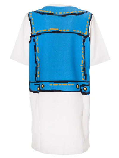 Shop Moschino Logo Printed T-shirt Dress In White/blue
