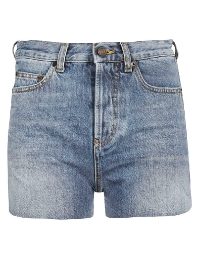 Shop Saint Laurent Distressed Edges Shorts In Blue