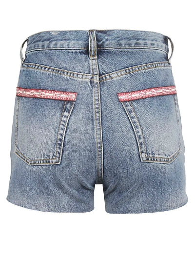 Shop Saint Laurent Distressed Edges Shorts In Blue