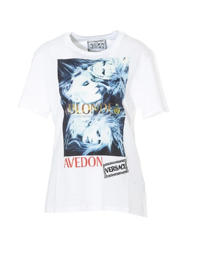 Shop Versace Blonde Motif T-shirt In White